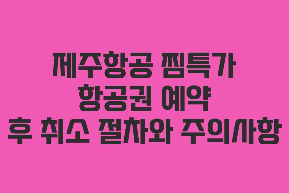 제주항공 찜특가 항공권 예약 후 취소 절차와 주의사항