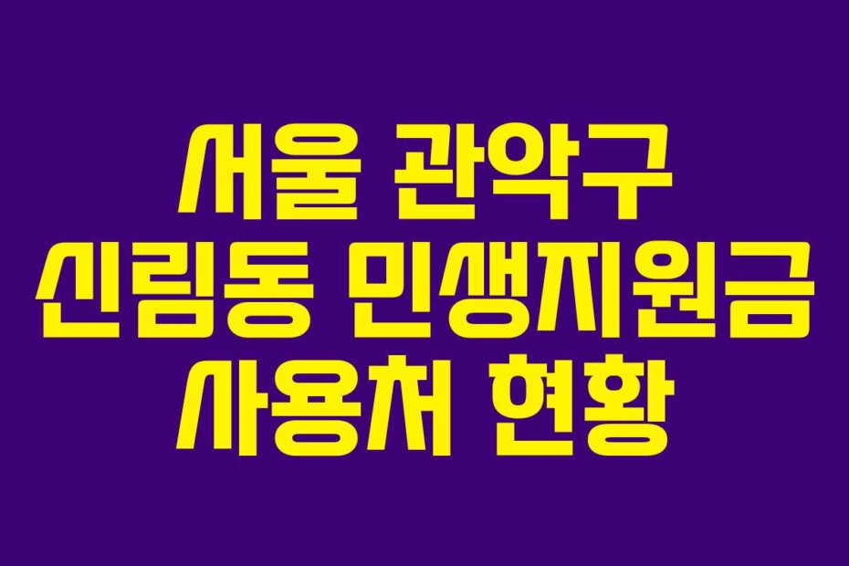 서울 관악구 신림동 민생지원금 사용처 현황