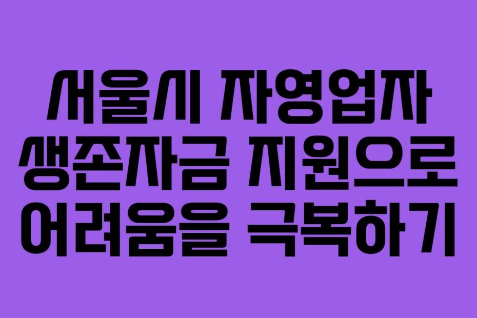 서울시 자영업자 생존자금 지원으로 어려움을 극복하기