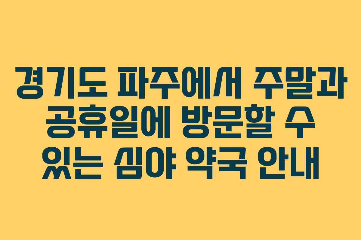 경기도 파주에서 주말과 공휴일에 방문할 수 있는 심야 약국 안내