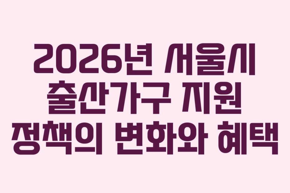 2026년 서울시 출산가구 지원 정책의 변화와 혜택