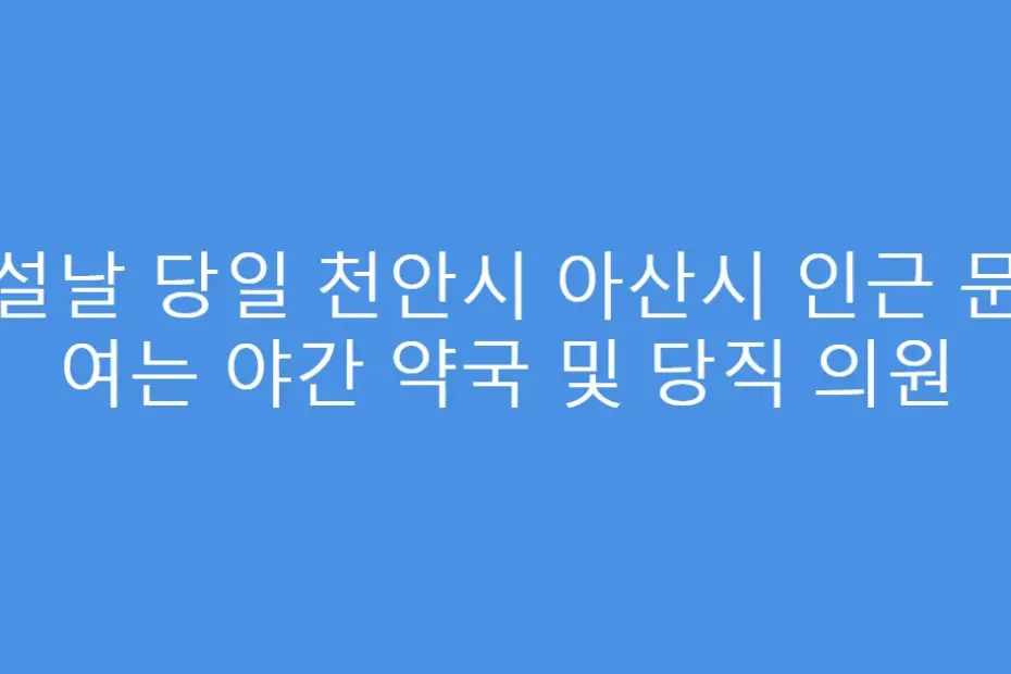 설날 당일 천안시 아산시 인근 문 여는 야간 약국 및 당직 의원