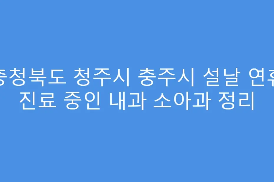 충청북도 청주시 충주시 설날 연휴 진료 중인 내과 소아과 정리