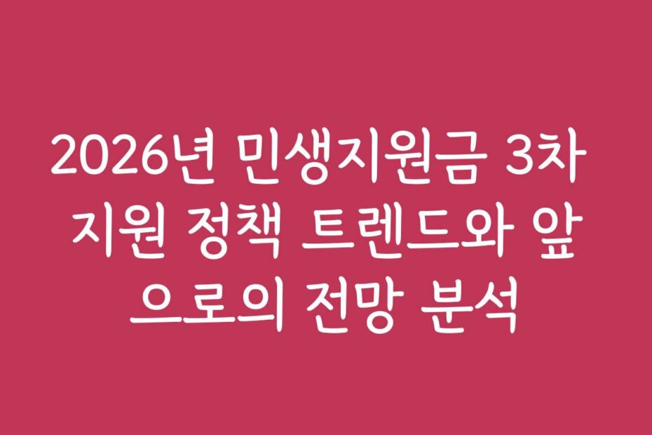 2026년 민생지원금 3차 지원 정책 트렌드와 앞으로의 전망 분석