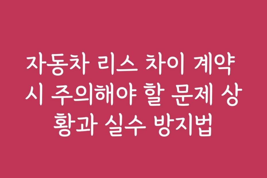 자동차 리스 차이 계약 시 주의해야 할 문제 상황과 실수 방지법