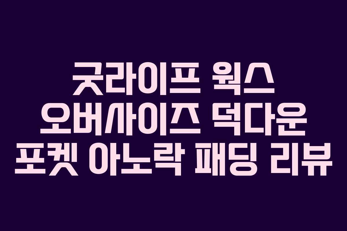 굿라이프 웍스 오버사이즈 덕다운 포켓 아노락 패딩 리뷰