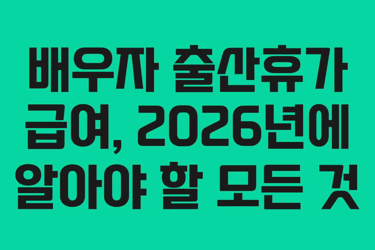 배우자 출산휴가 급여, 2026년에 알아야 할 모든 것