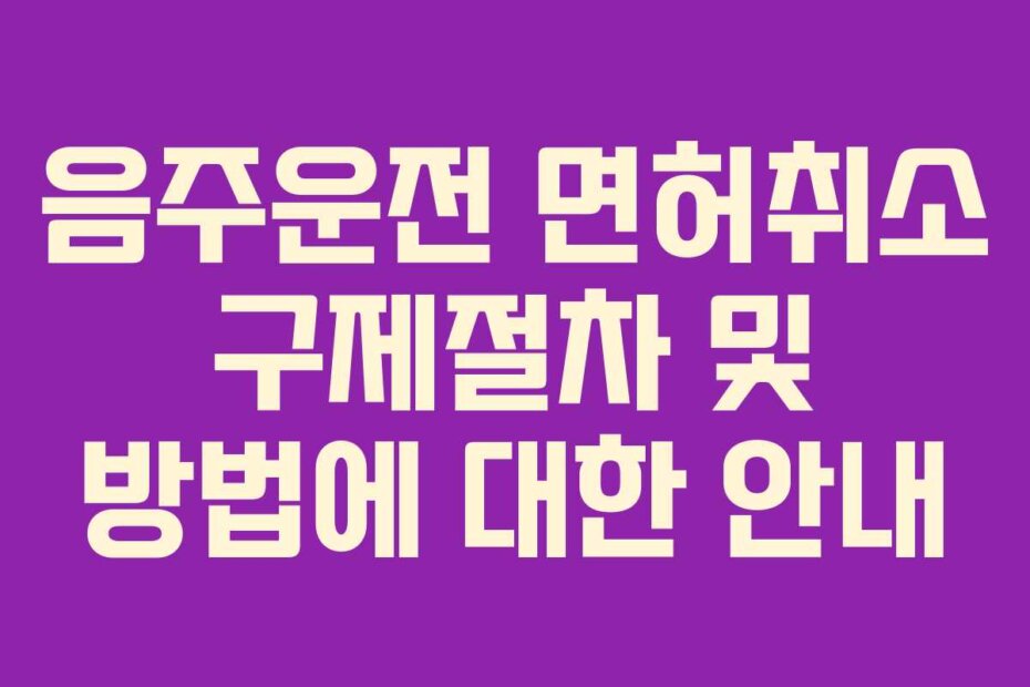 음주운전 면허취소 구제절차 및 방법에 대한 안내