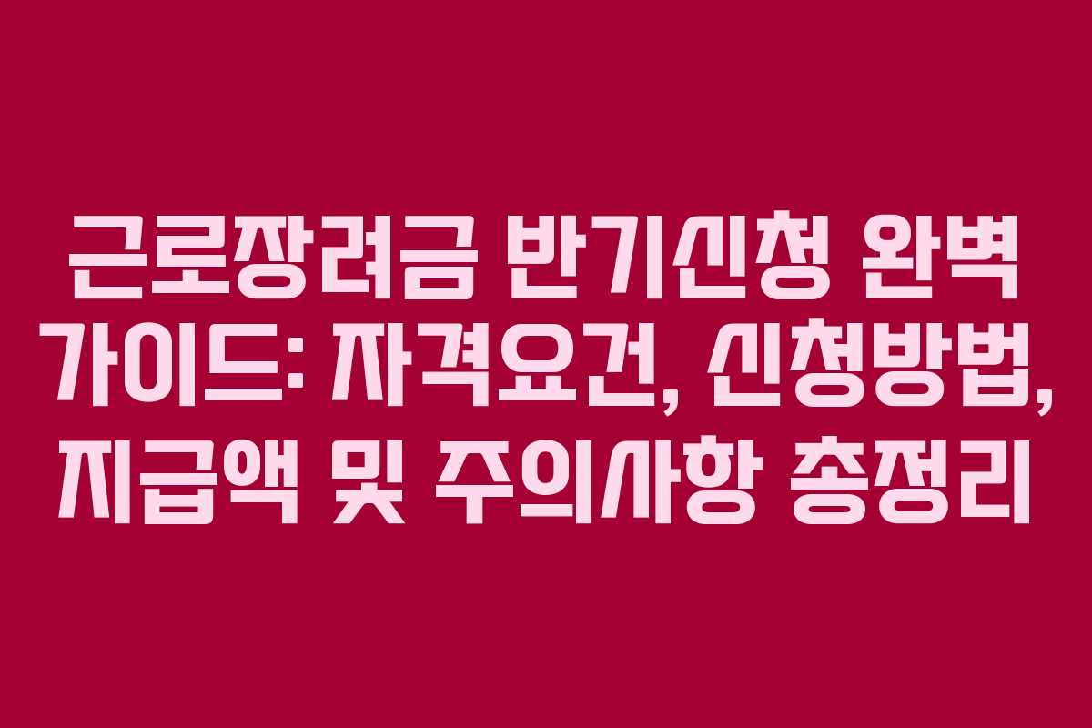 근로장려금 반기신청 완벽 가이드: 자격요건, 신청방법, 지급액 및 주의사항 총정리