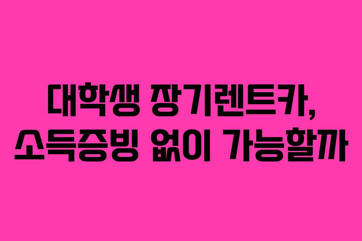 대학생 장기렌트카, 소득증빙 없이 가능할까
