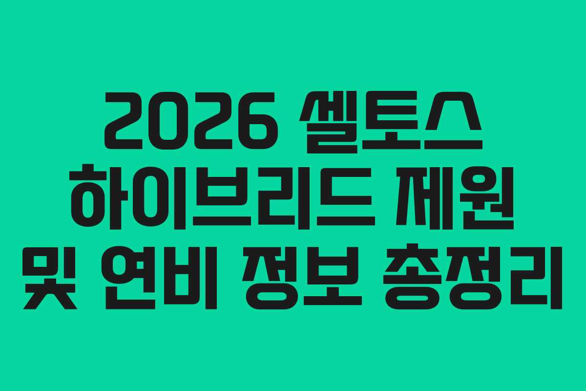 2026 셀토스 하이브리드 제원 및 연비 정보 총정리