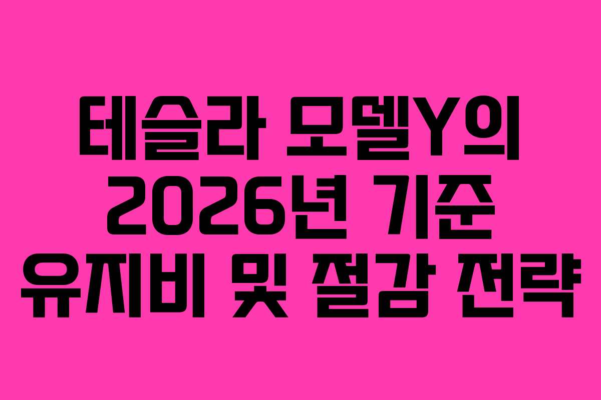 테슬라 모델Y의 2026년 기준 유지비 및 절감 전략