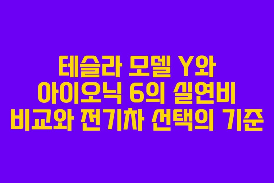 테슬라 모델 Y와 아이오닉 6의 실연비 비교와 전기차 선택의 기준