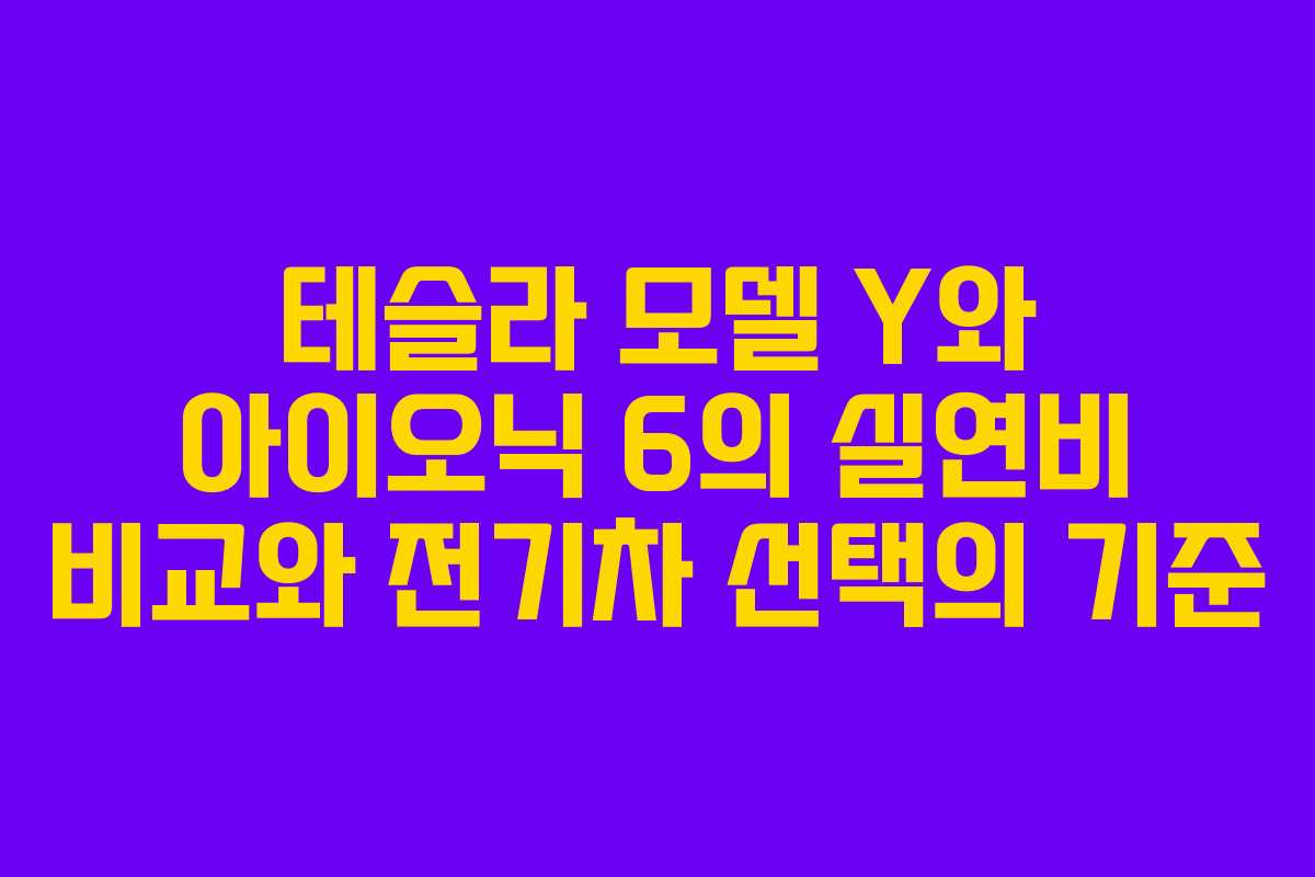 테슬라 모델 Y와 아이오닉 6의 실연비 비교와 전기차 선택의 기준