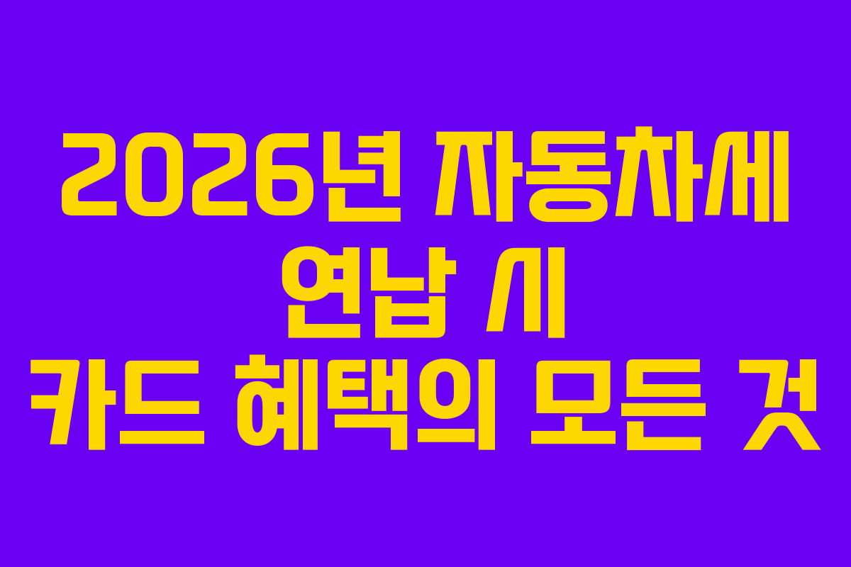 2026년 자동차세 연납 시 카드 혜택의 모든 것