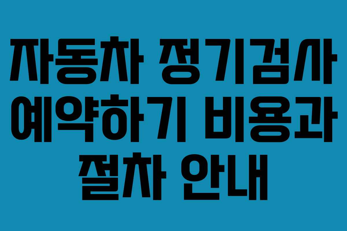 자동차 정기검사 예약하기 비용과 절차 안내