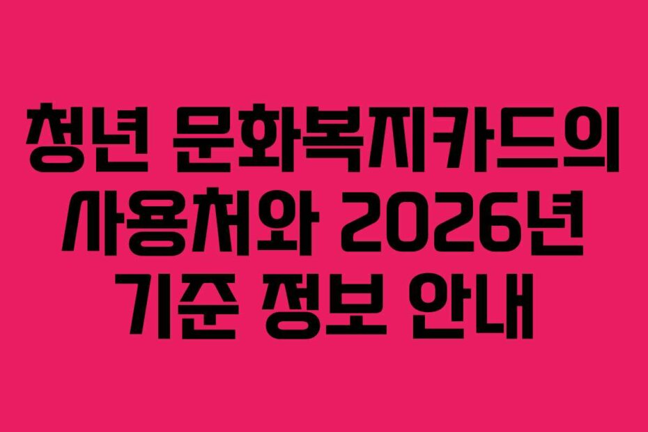 청년 문화복지카드의 사용처와 2026년 기준 정보 안내
