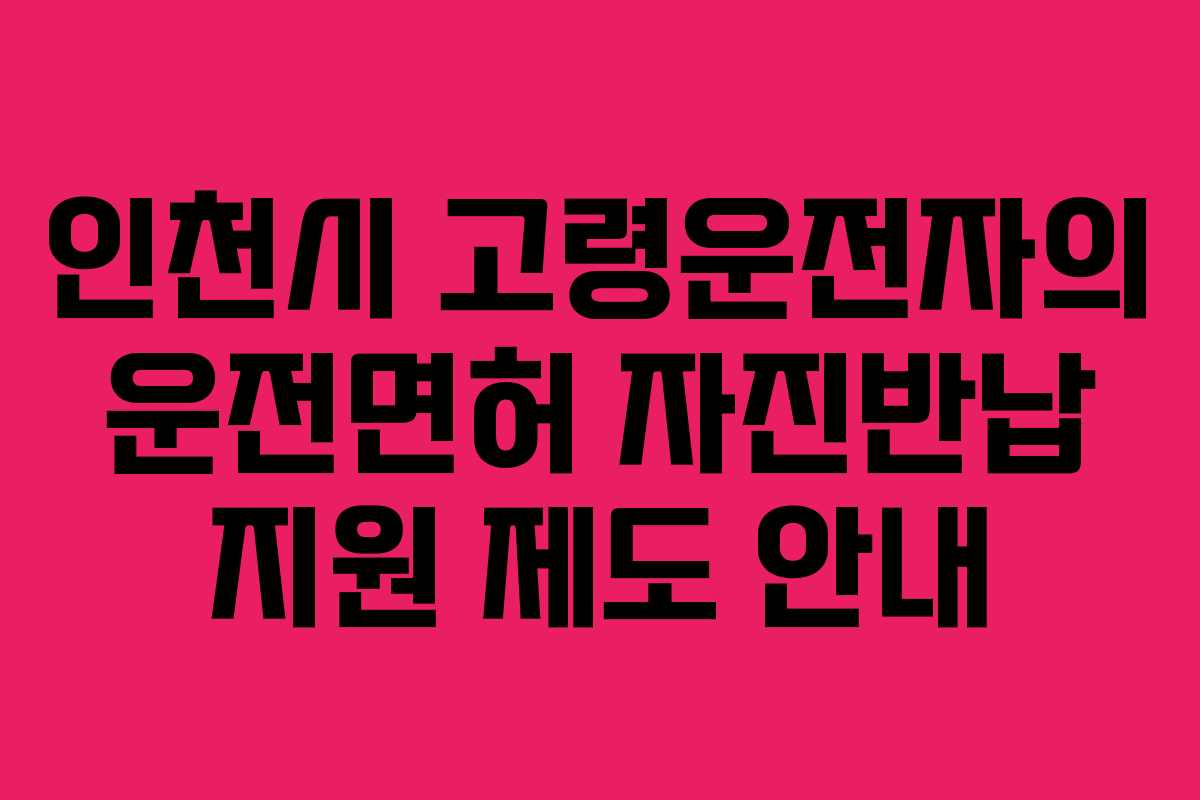 인천시 고령운전자의 운전면허 자진반납 지원 제도 안내