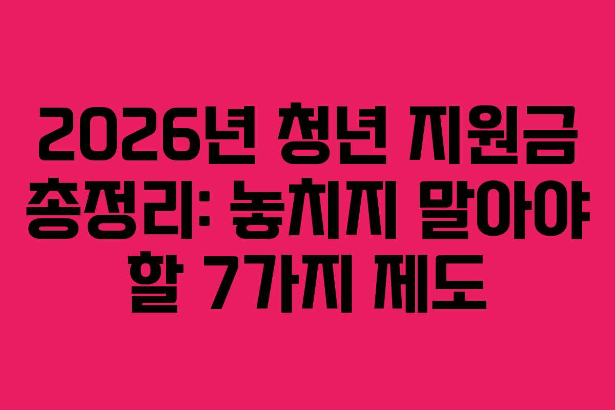 2026년 청년 지원금 총정리: 놓치지 말아야 할 7가지 제도