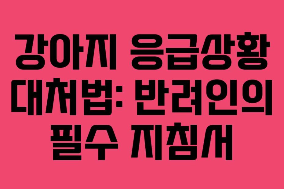 강아지 응급상황 대처법: 반려인의 필수 지침서