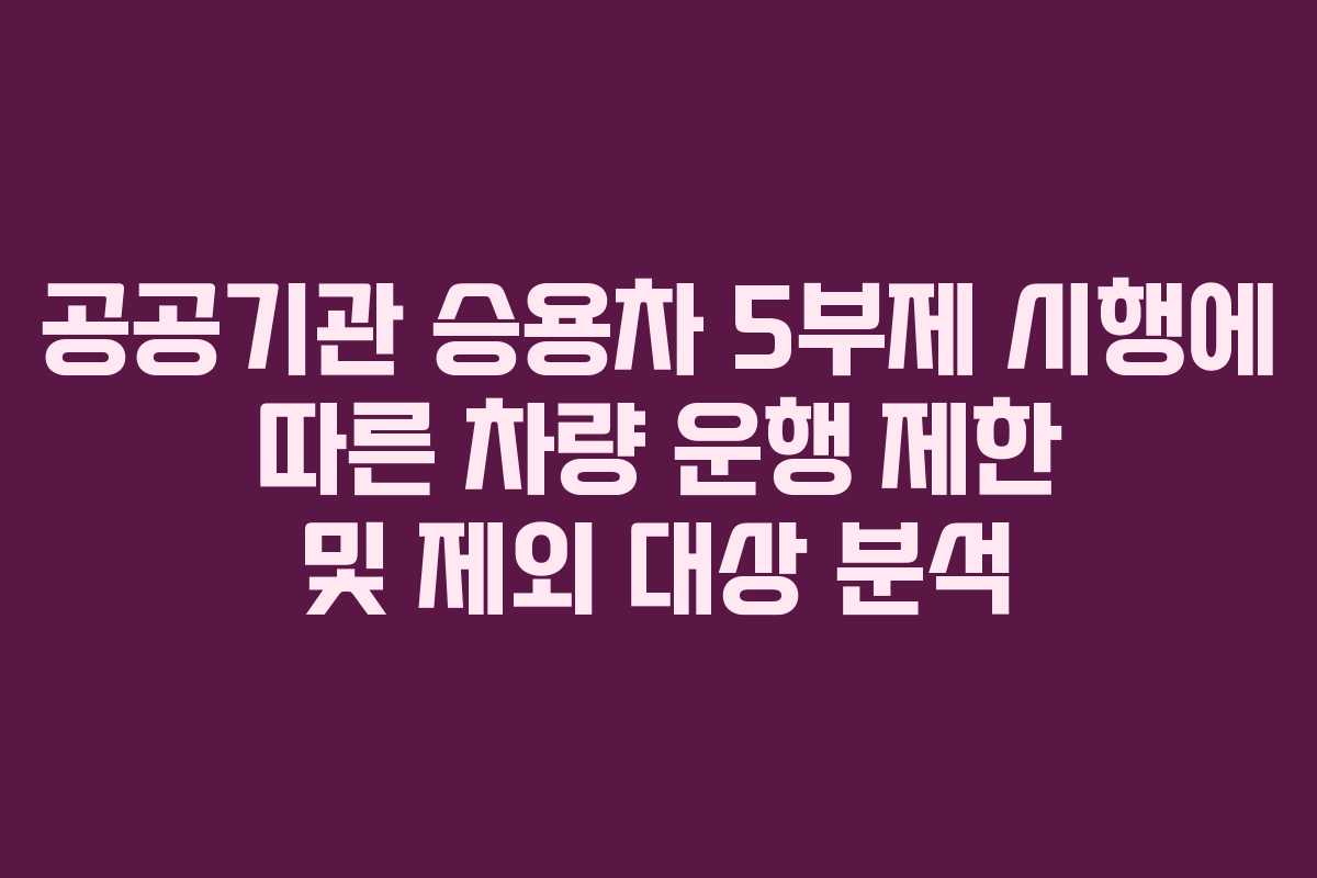 공공기관 승용차 5부제 시행에 따른 차량 운행 제한 및 제외 대상 분석