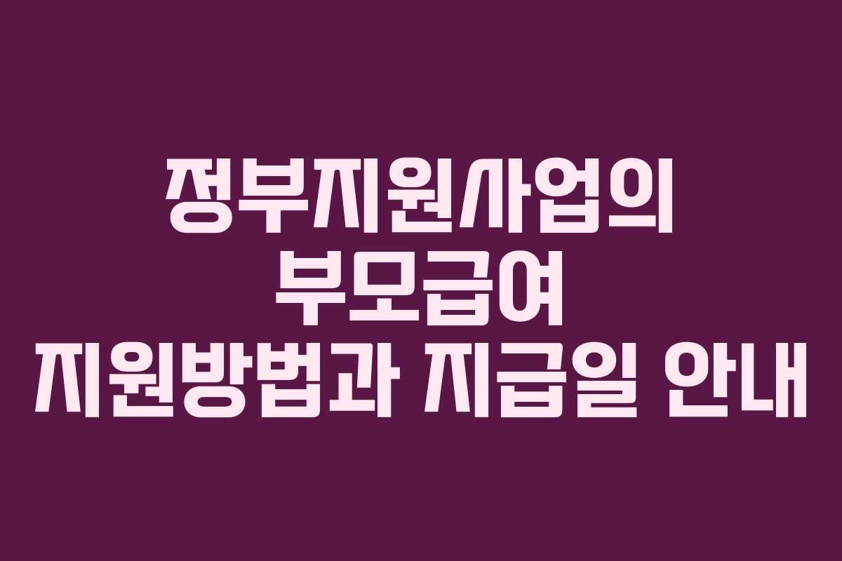정부지원사업의 부모급여 지원방법과 지급일 안내