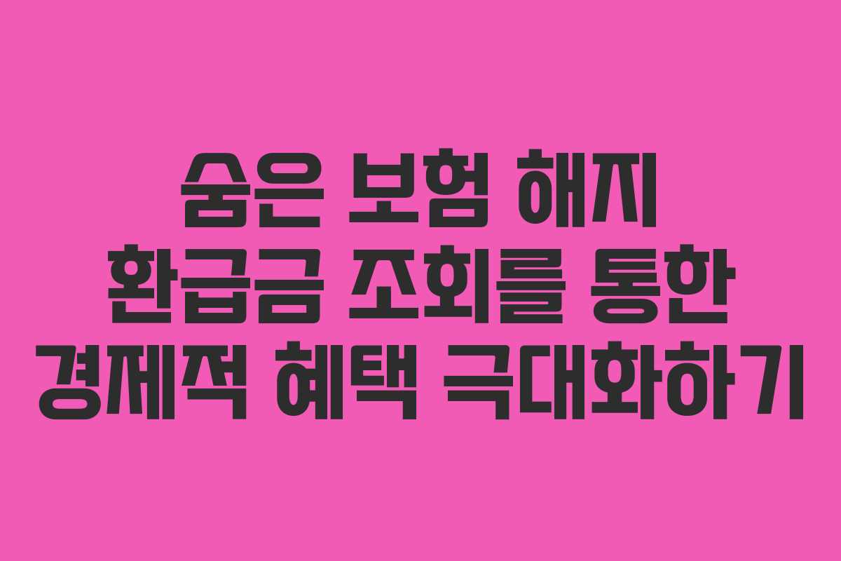 숨은 보험 해지 환급금 조회를 통한 경제적 혜택 극대화하기