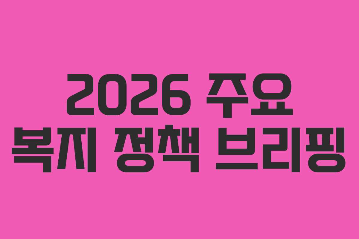 2026 주요 복지 정책 브리핑