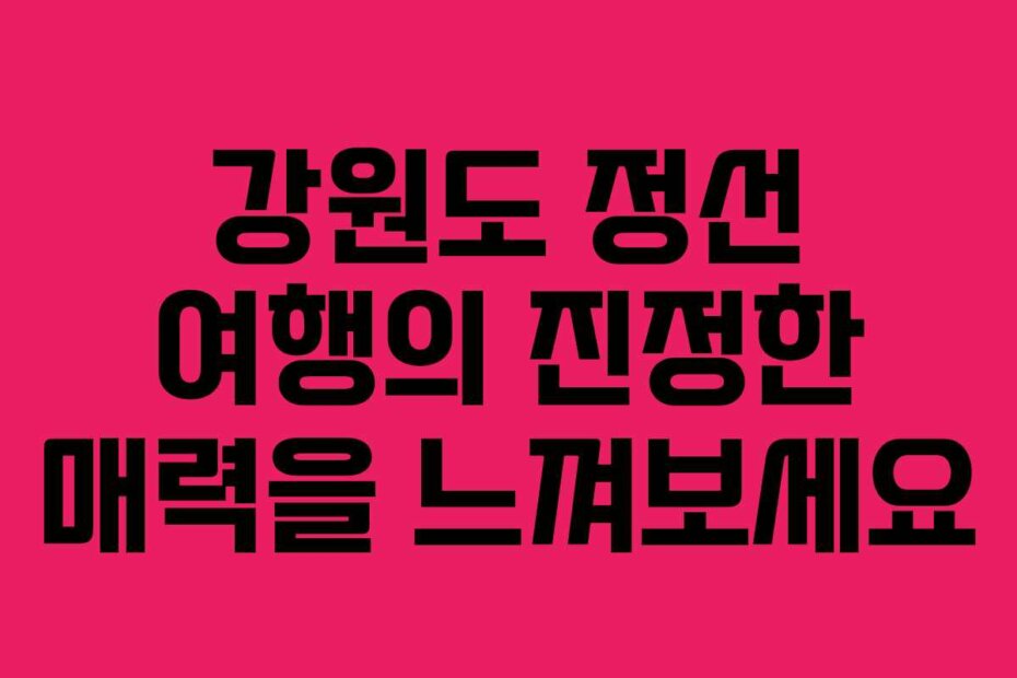 강원도 정선 여행의 진정한 매력을 느껴보세요