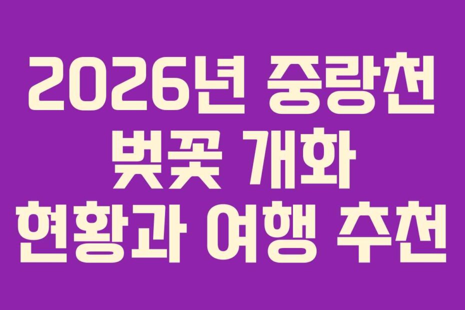 2026년 중랑천 벚꽃 개화 현황과 여행 추천