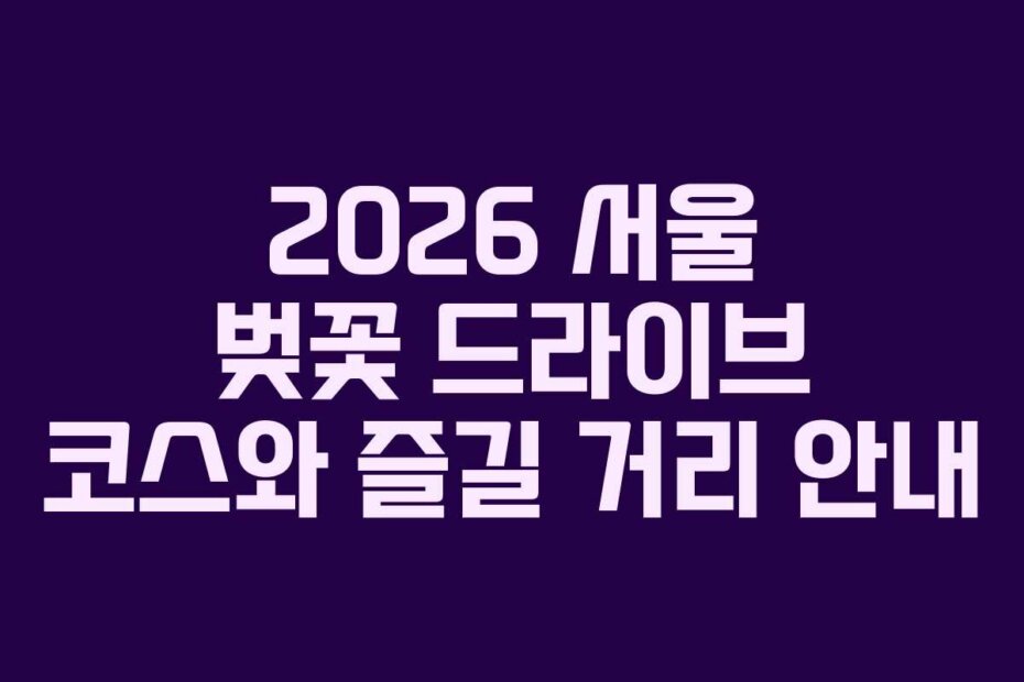2026 서울 벚꽃 드라이브 코스와 즐길 거리 안내