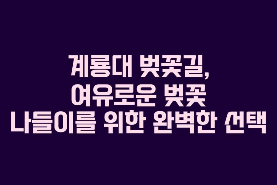 계룡대 벚꽃길, 여유로운 벚꽃 나들이를 위한 완벽한 선택