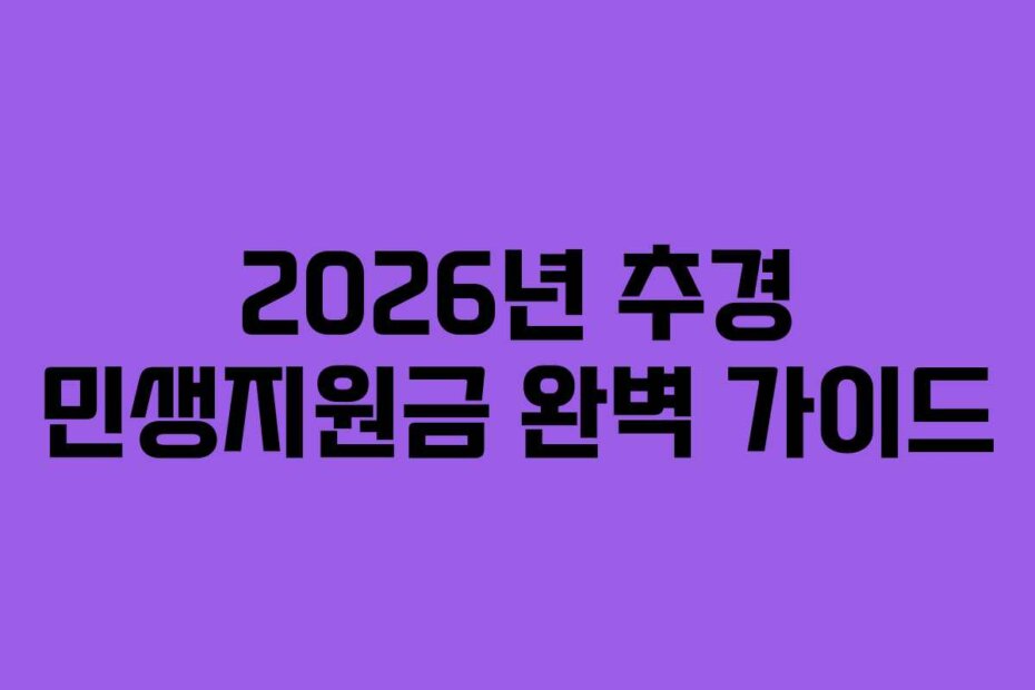 2026년 추경 민생지원금 완벽 가이드