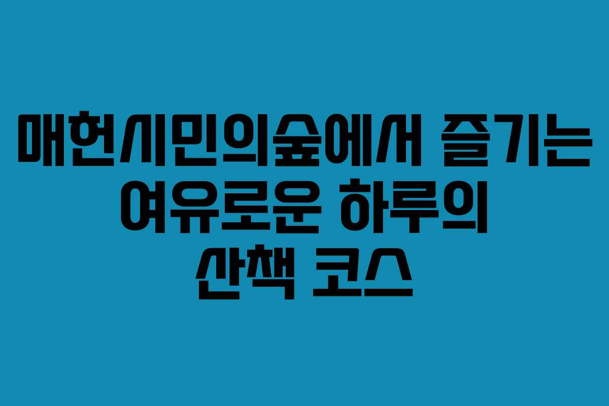 매헌시민의숲에서 즐기는 여유로운 하루의 산책 코스