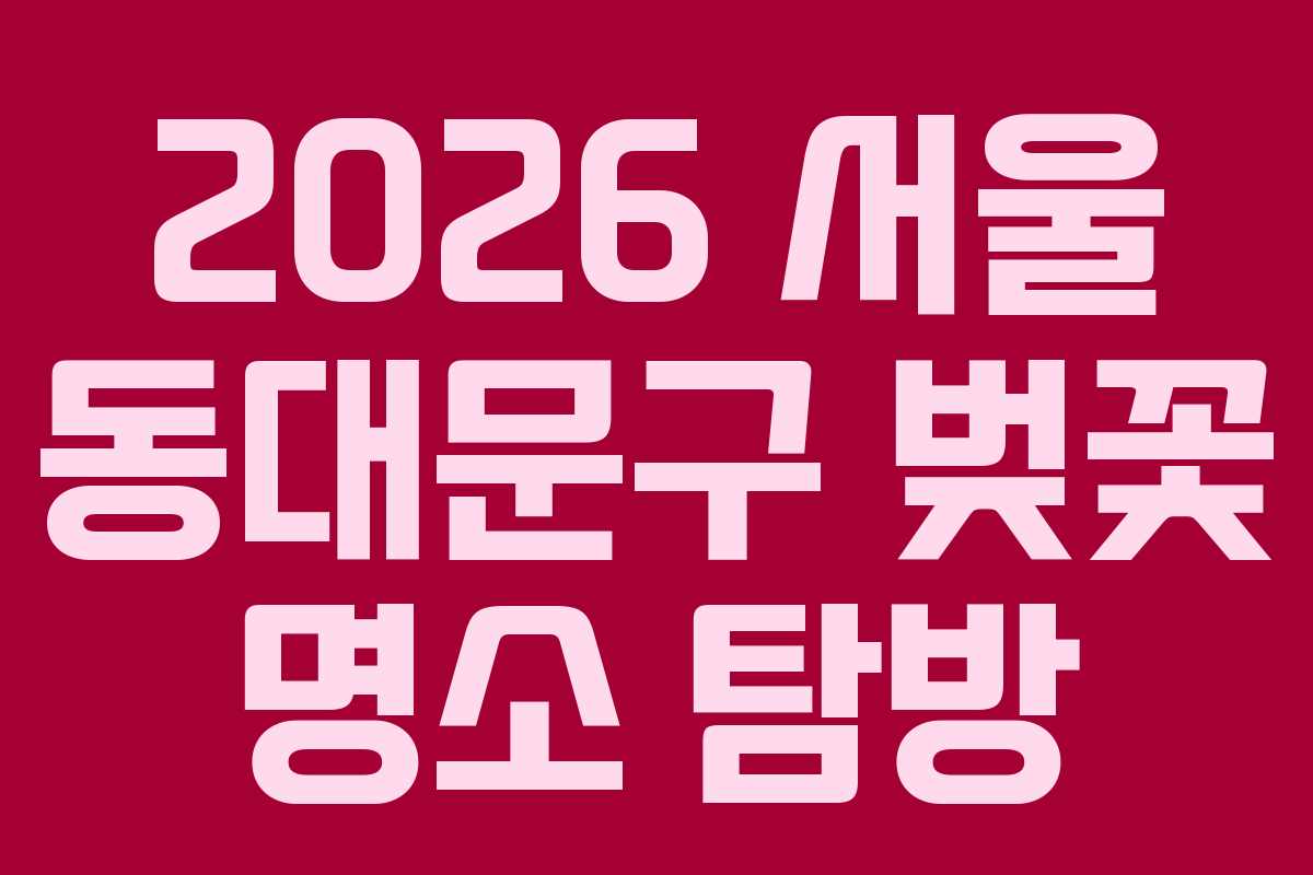 2026 서울 동대문구 벚꽃 명소 탐방