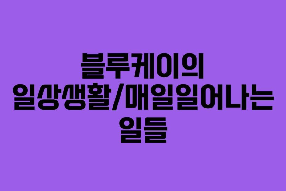 블루케이의 일상생활/매일일어나는 일들