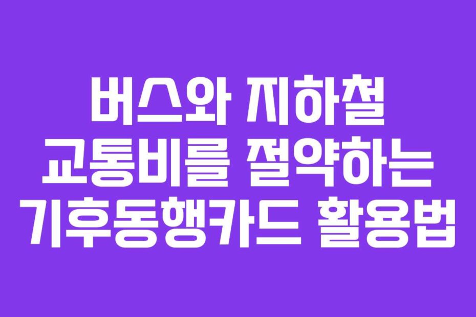 버스와 지하철 교통비를 절약하는 기후동행카드 활용법