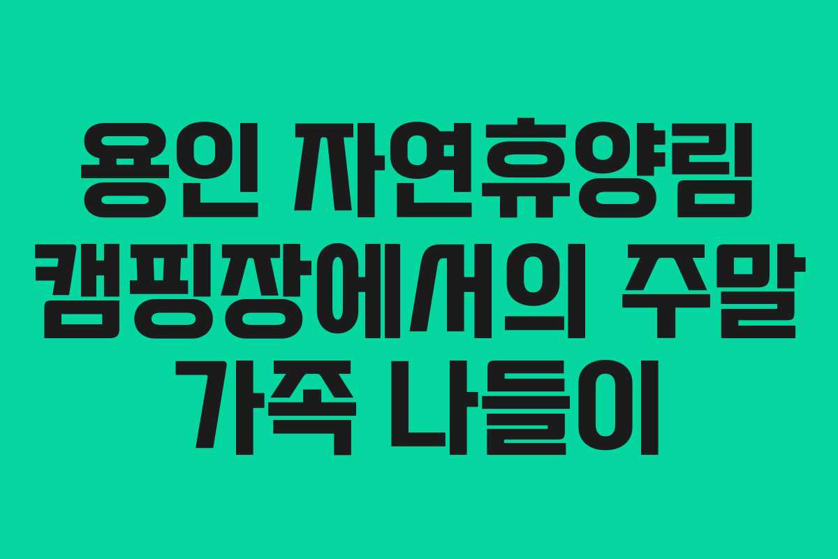 용인 자연휴양림 캠핑장에서의 주말 가족 나들이