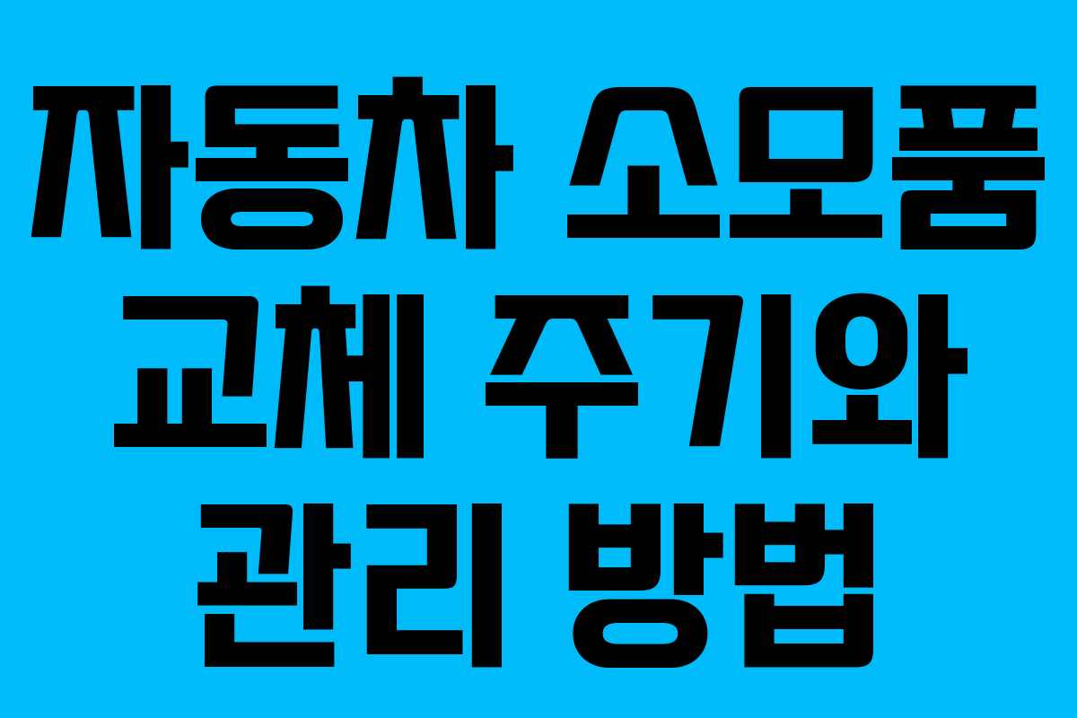 자동차 소모품 교체 주기와 관리 방법