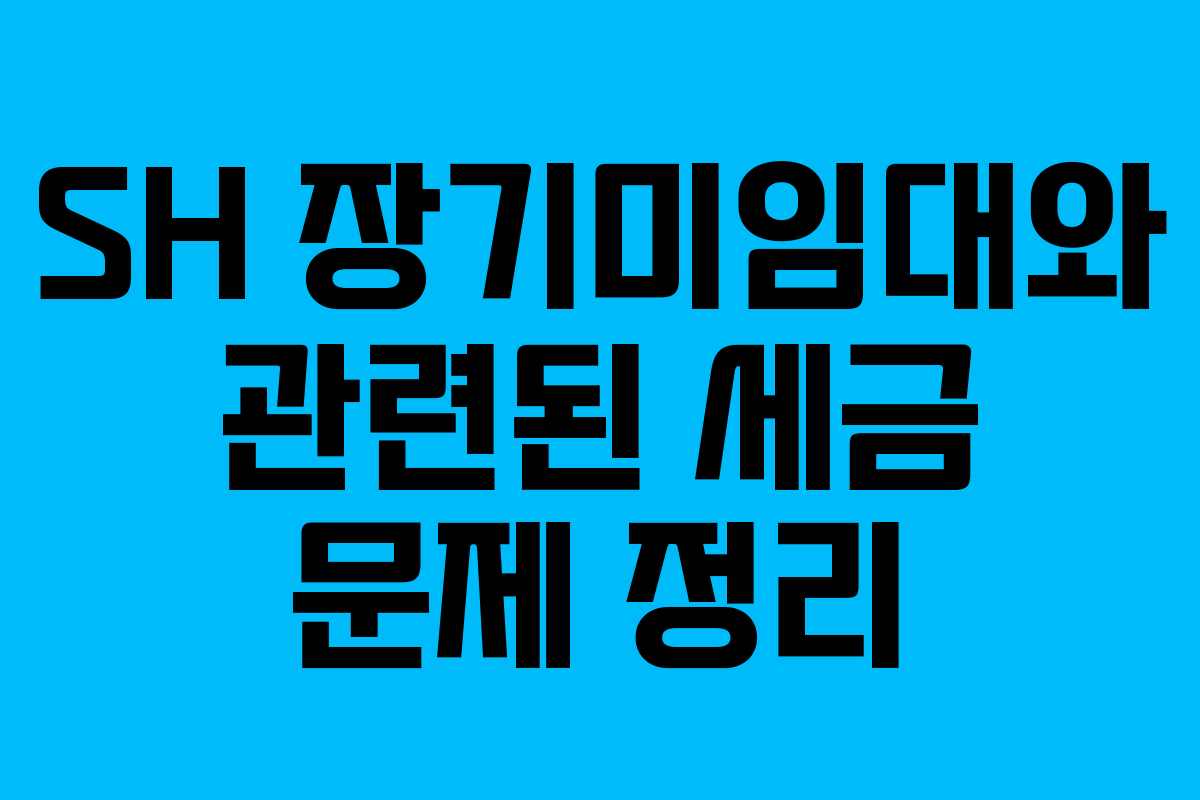 SH 장기미임대와 관련된 세금 문제 정리