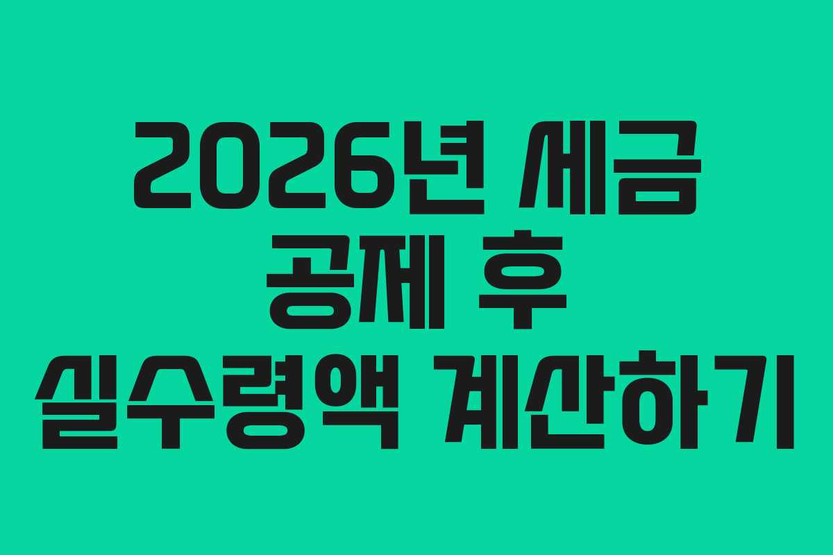 2026년 세금 공제 후 실수령액 계산하기