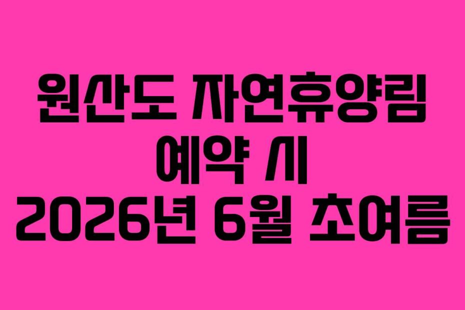 원산도 자연휴양림 예약 시 2026년 6월 초여름