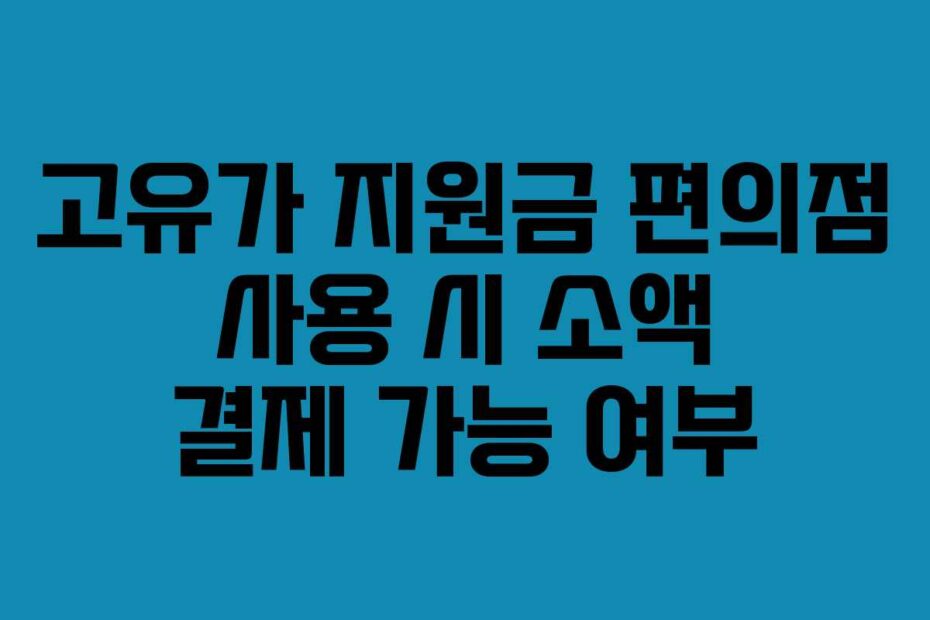 고유가 지원금 편의점 사용 시 소액 결제 가능 여부