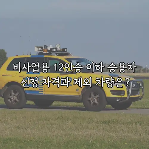 비사업용 12인승 이하 승용차 신청 자격과 제외 차량은?