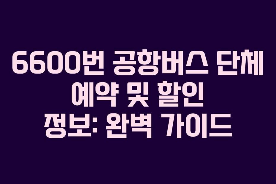 6600번-공항버스-단체-예약-및-할인-정보-완벽-가이드