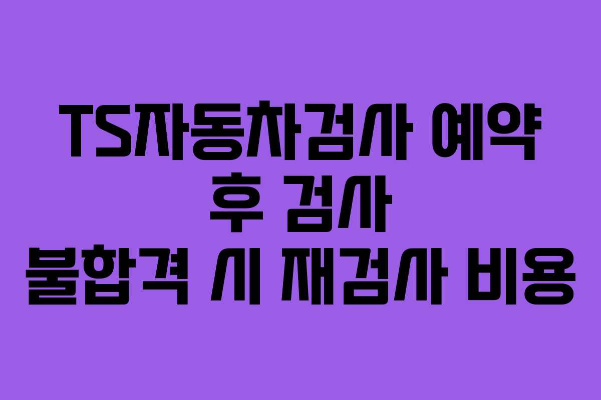 TS자동차검사 예약 후 검사 불합격 시 재검사 비용