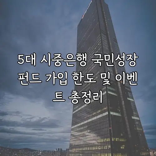 5대 시중은행 국민성장펀드 가입 한도 및 이벤트 총정리