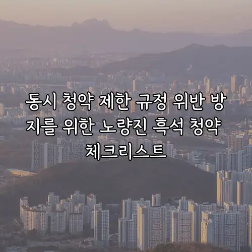 동시 청약 제한 규정 위반 방지를 위한 노량진 흑석 청약 체크리스트