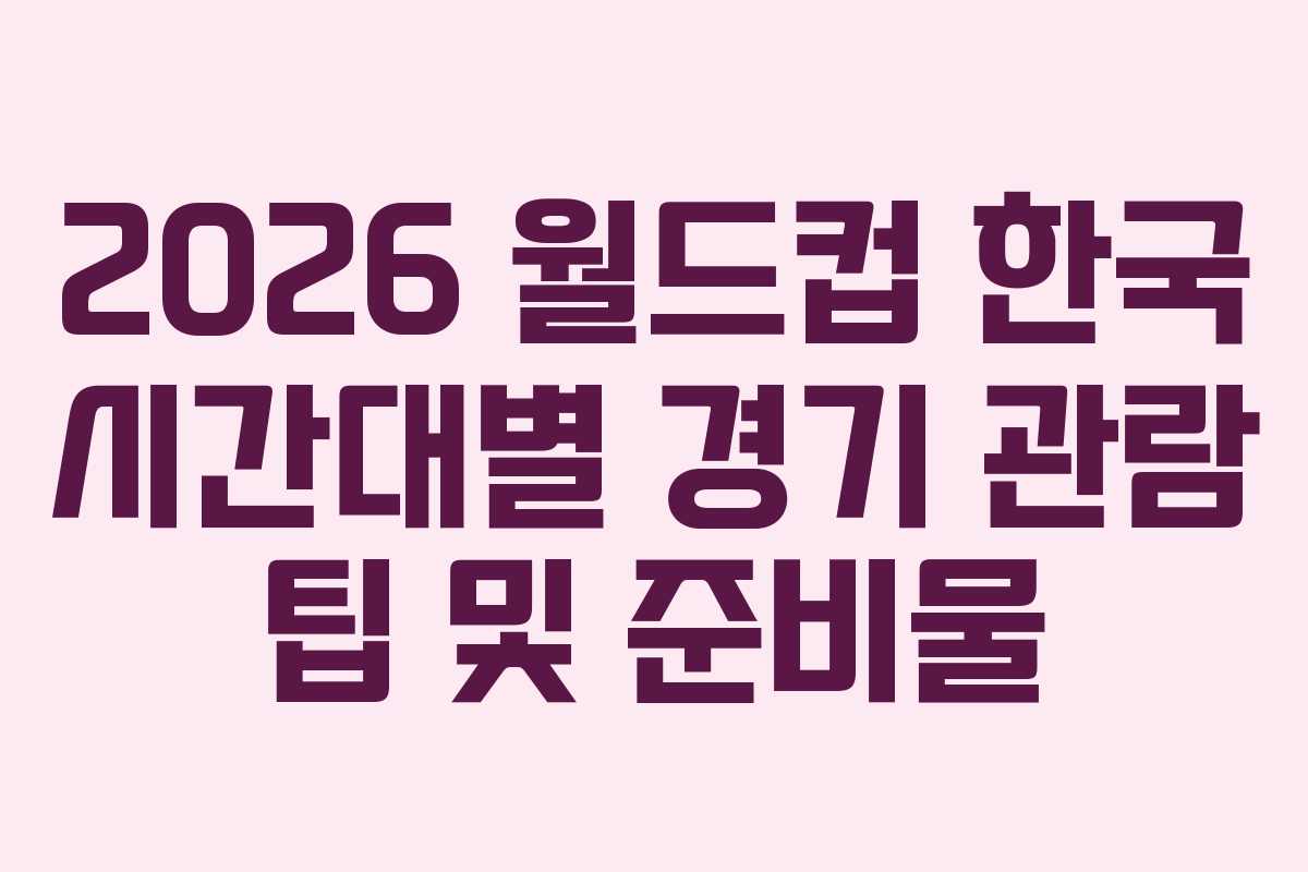 2026 월드컵 한국 시간대별 경기 관람 팁 및 준비물