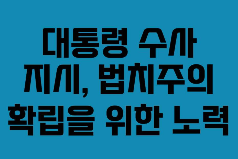 대통령-수사-지시,-법치주의-확립을-위한-노력